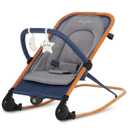 Dream On Me Rock On Me 2-in-1 Baby Rocker and Stationary Seat, Adjustable Recline, Gentle Music & Vibration, 3-Point Safety Harness, Detachable Toy Bar, Folds Compact for Travel  Blue