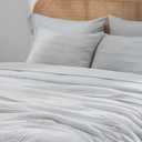 EVERGRACE Queen Comforter Set, 7-Piece Bed in a Bag, Shabby Chic Tufted Boho Bedding with Line Embroidery, Soft All Season Microfiber Comforter (90"x90") with Sheets, Pillowcases & Shams, Light Gray