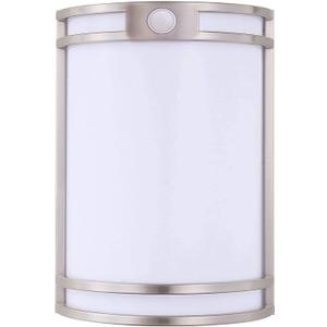 CLOUDY BAY Indoor/Outdoor Motion Sensor LED Wall Light,120V 15W 1000LM Porch Light,3000K/4000K/5000K Selectable, Wet Location ,Brushed Nickel (7inch)