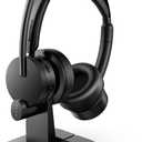 Wireless Headset with Mic for Work, Bluetooth Headset with Microphone for PC, Noise Cancelling Headphones with Mic Mute Button & USB for Call Center/Office/Home/Computer/Laptop/Cell Phones/Teams/Zoom