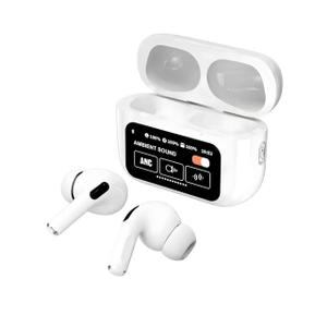 A9 PRO In Ear Wireless Headphones Earphone Touch Screen Display, Equalizer, Auto-Lock, White