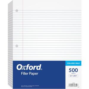 Oxford Loose Leaf Paper, 500 Sheets, College Rule Filler Notebook Paper, 8-1/2" x 11", 3-Hole Punched Fits 3-Ring Binders (62349)