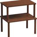 Cabinet Organizer Shelf(Set of 2),Kitchen Counter Shelves,Bamboo Spice Rack Countertop and Cabinet,Stackable Expandable,Medium(Brown) (11.8"W)