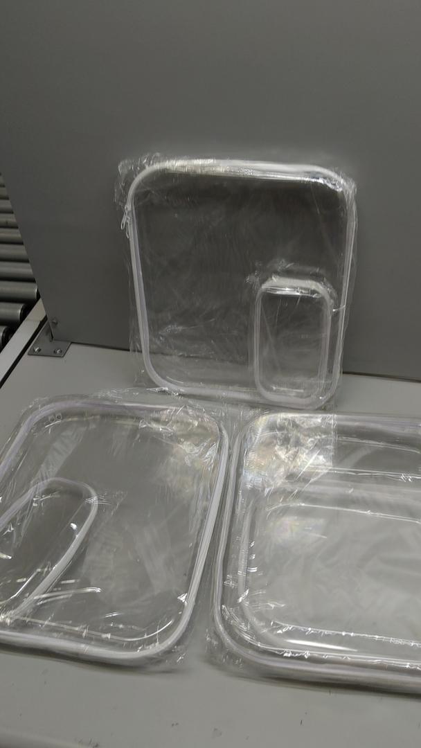 12 Pack Clear Hard Shell Zipper Case Bulk(4 Large 4 Small & 4 Medium), Hard Plastic Makeup Cases Pencil Case Organizer Pouches for Travel (Whit)