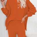 Viottiset Women's 2 Piece Outfits Sweatsuit Knit Long Sleeve Sweater Wide Leg Pants Loungewear (S)