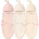 KeaBabies 3-Pack Organic Swaddles for Newborns Girls, Boys with Hats - Soft Cotton Baby Sleep Sacks 0-3 Months, Breathable Baby Hats and Swaddles 0-3 Months, Newborn Essentials Must Haves (Angelic)