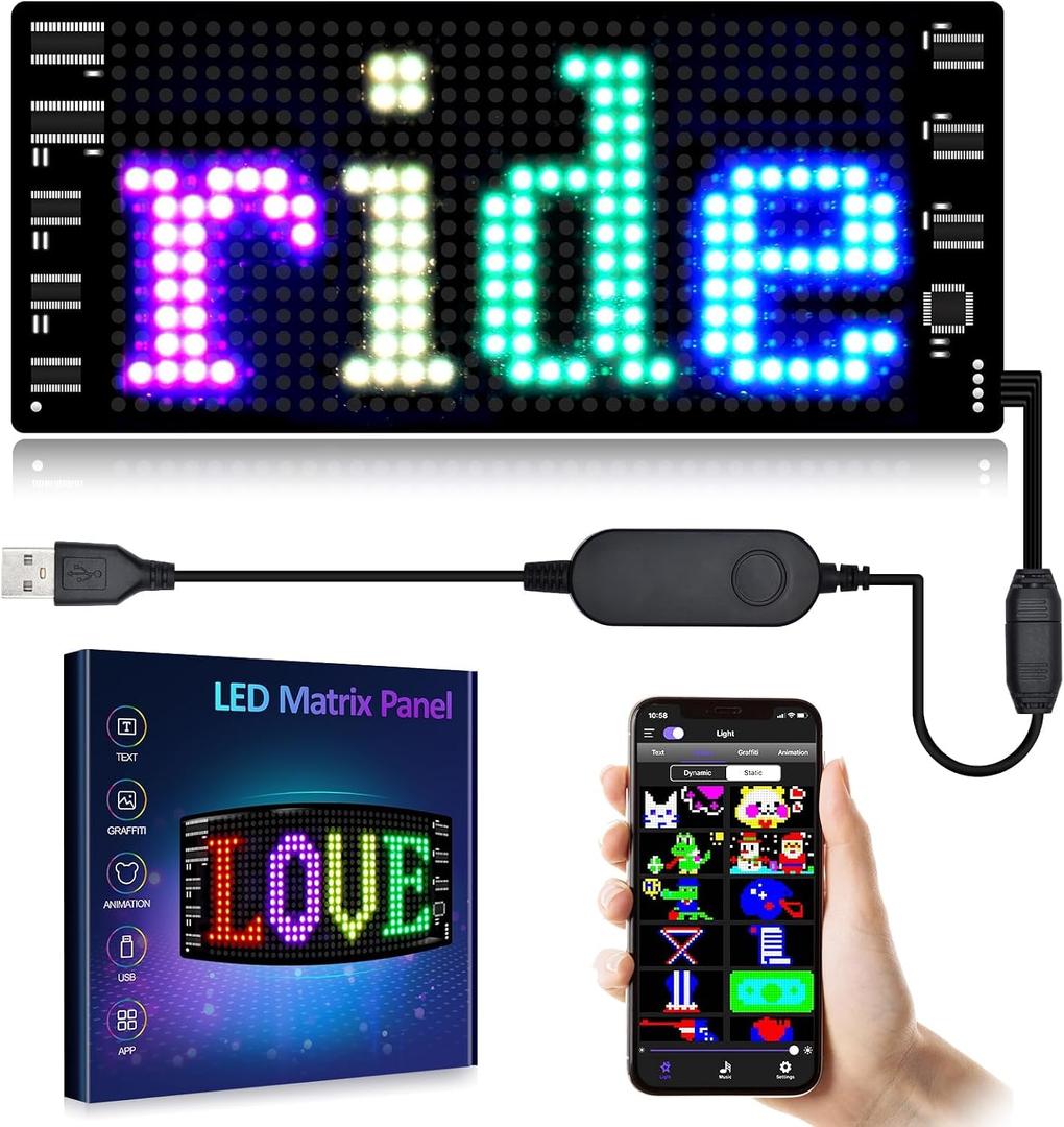 GOTUS LED Light Signs for Car,Programmable Flexible LED Sign,Bluetooth APP Control,Custom Text, Patterns, Animations