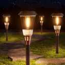 8 Pack Bright Solar Lights Outdoor,2-in-1 Warm&Cold Light,IP65 Waterproof 3000K/6500K Solar Pathway Lights Outside,Solar Powered Landscape Lighting for Yard Patio Walkway Driveway Lawn