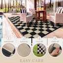 Black Beige Checkerboard Outdoor Rug 5 x 8 ft Checkered Plastic Straw Camping Mat Foldable Reversible Patio Carpet for Rv Deck Camper Porch Backyard Picnic Beach Outdoor Garden