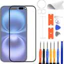 New Touch Screen Digitizer Replacement Compatible with iPhone 16 [6.1 inch] A3287, A3081, A3286, A3288 with Specialized Repair Tools Kit. (No LCD Digitizer)-with OCA Adhesive