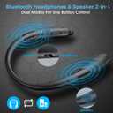Gardway Neckband Bluetooth Headphones Speaker 2 in 1Wireless Wearable Speaker with Retractable Earbuds, 3D Stereo Sound, Portable Speaker and Headset for Home, Office and Outdoors (BlackPro)