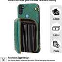 Detachable Crossbody Strap Wallet Case for Samsung Galaxy A11/M11 with Zipper Purse, Multi Card Slots and PU Leather Stand Shockproof Cell Phone Cover for A 11 11A Women Green