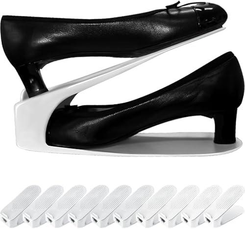 I M HOME LIVING One-Piece Shoe Slot Organizer 10 Pack, Space-Saving Stackers for Closet, Entryway & Shoe Rack | No Assembly Needed White