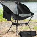 Portable Camping Chair  Compact Lightweight Folding Chair for Adults, Supports 330 lbs  Ideal for Backpacking Hiking, Fishing, Beach, Picnic & Lawn (Black)