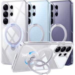 CASEKOO for Samsung Galaxy S26 Ultra Case Clear with 360 Spin Magnetic Stand [Patented Anti-Yellow][Fit for MagSafe][18FT MIL-STD Protection] Slim Durable Non-Slip for S26 Ultra Case, Clear