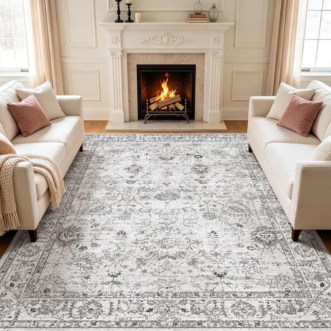 Grey Area Rug 8x10 for Living Room Bedroom