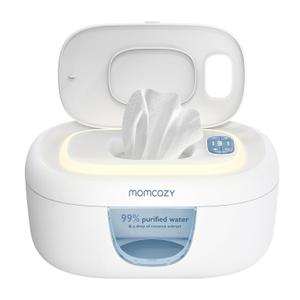 Momcozy Baby Wipe Warmer, Innovative Spring Design, Large Capacity Wipes Dispenser for 60-80pcs, Fast & Even Heating, 4 Modes of Temperature Heating Control, Diaper Wipe Warmer with Night Light, Blue