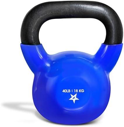 Yes4All Kettlebell, 40LB Vinyl Coated Cast Iron Strength Training Kettlebells for Home Gym Exercises, Fitness, Full Body Workout Equipment, Push Ups, and Grip Strength