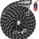 Long Rope Dog Leash for Dog Training 12FT 20FT 30FT 50FT, Reflective Threads Dog Cat Leashes Tie-Out Check Cord Recall Training Agility Lead for Large Medium Small Dogs (Black, 10mm*30ft)
