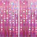 4 Pack Pink Fringe Garland with 2 Pcs Party Streamers and 2 Pcs Garlands Pink Party Decorations Tinsel Backdrop for Parties Bachelorette Princess Birthday Decorations