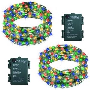 2 Pack Fairy Lights Battery Operated, 33Ft 100 LED String Lights with Auto Timer 8 Modes Green Copper Wire Twinkle Light for Bedroom Garden Wreath Wedding Christmas (Multicolor)