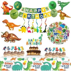 Dinosaur Birthday Decorations, 108Pcs Dinosaur Party Supplies, Dino Party Decorations Set, Great for Birthday Party, Children's Party, Theme Party and Birthday Decorations for Boys and Girl