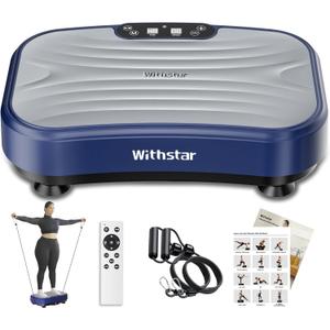 Vibration Plate Exercise Machine, Power Waver Vibration Plate Platform for Lymphatic Drainage Whole Body Vibration Plate Machine Helps Weight Loss Shaping 330lbs (GrayBlue)
