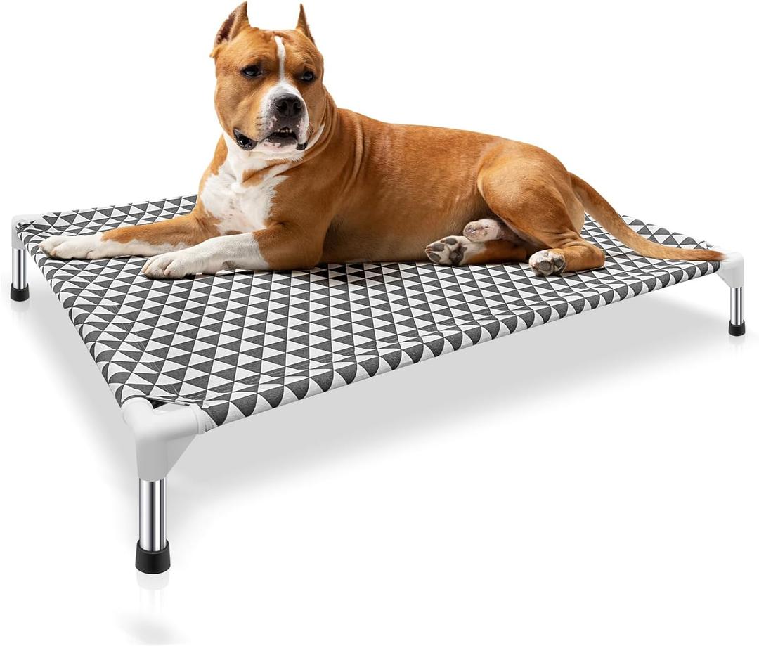 Elevated Outdoor Dog Bed, Large Size, Cotton Material, Non-Slip Feet, Fits up to 100lbs