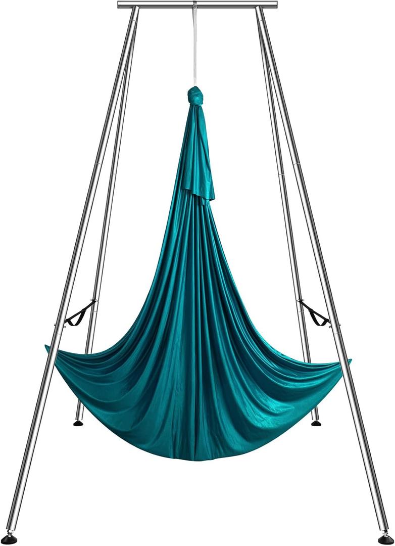 VEVOR Aerial Yoga Frame, 9.67 ft Height Swing Stand, Max 551.15 lbs Load Chrome-Plated Steel Pipe Inversion Yoga Rig for Indoor Outdoor Use (Green)