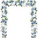 DearHouse 2Pcs Artificial Peony Flower Garland - Silk Peony Garland with Purple White Flowers for Wedding Party Table Decoration,6ft/Strand(White& Blue&Dark Blue)