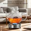 Glass Teapot with Removable Infuser-1500ml/50oz Clear GlassTea Pot for Stovetop, Borosilicate Microwave-Safe Glass Tea Kettle & Tea Maker for Blooming & loose Tea