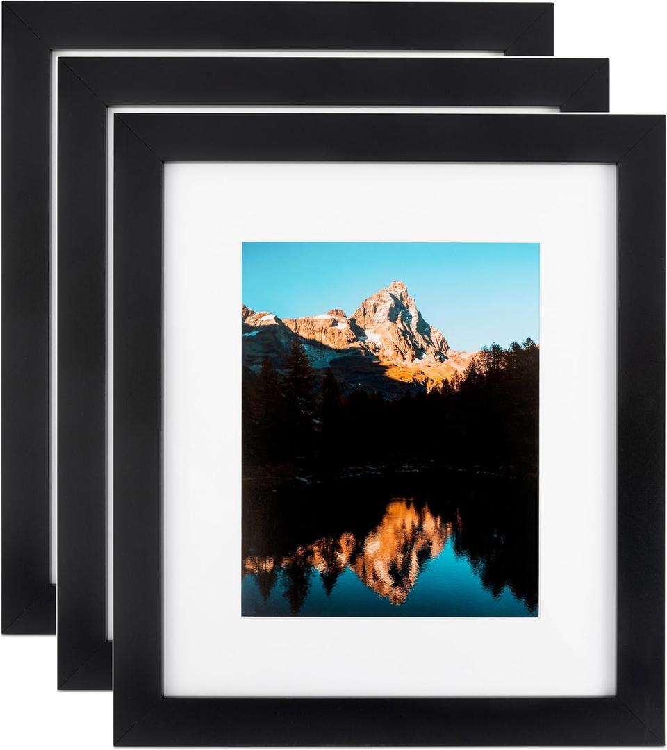 9x25 Inch Black Picture Frame, 3 - Pack, This 1.25 inch Custom MDF Poster Frame is Black Satin, Comes with Economy Acrylic