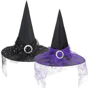 Century Star Kids Witch Hat Girls Lace Halloween Hat for kids Youth Teens Halloween Decorations Party Cosplay