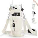 linmaya Water Bottle Carrier Bag for Stanley Cup 40/30oz with Phone Holder Pockets,Neoprene Water Bottle Cross-body Bag with Adjustable Shoulder & Hand Strap Stanley Cup Accessories (creamy white), 30OZ