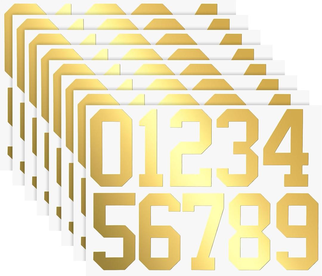 TaoBary 8 Sheets Mailbox Numbers Stickers Waterproof Vinyl Number Stickers Self Adhesive 0-9 Vinyl Decals for Car/Home/Residence(6 Inch,Gold)