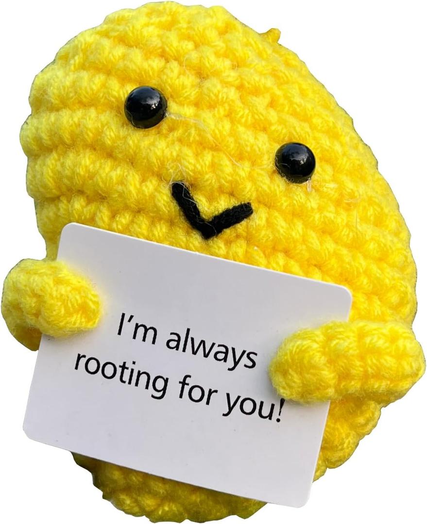 Emotional Support Mango Gifts Crochet, Positive Fruit Cute Funny Cool Office Desk Decor Decorations for Her Women Men (Mango-2)