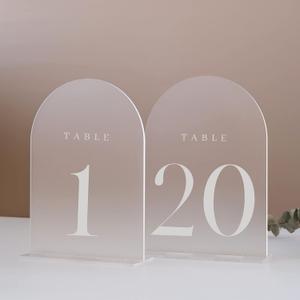 JINMURY Frosted Arch Table Numbers 1-20 for Wedding, 20 Pack 5x7 Acrylic Signs With Holder, Perfect for Centerpiece Decoration
