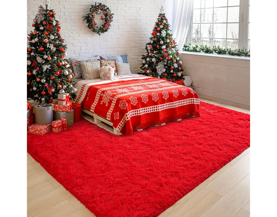 Chicrug Soft Area Rugs for Bedroom Living Room Plush Fluffy Rug 3x5 Feet, Shag Furry Area Rug Carpet Non Shedding for Nursery Children Kids Girls Room Home Decorative, Red