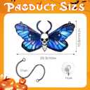 Vintage Halloween Decorations Wall Decor for Home Livingroom Bedroom, Skull and Butterfly Stained Window Hanging Ornament (Butterfly)
