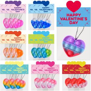 Valentines Cards for Kids, 24 Packs Heart Pop Valentines Fidget Toys Bulk Stress Relief Fidget Toys for Kids Valentines Party Favors School Classroom Exchange