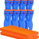 8 Pcs Plastic Razor Blade Scraper and 100 Pcs Blades, Remove Label Decal Tool Forwithout Scratches Plastic Razor Blade Scraper, Adhesive Remover for Stickers, Kitchen Appliances and Paints on Window