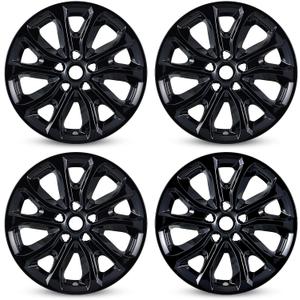 Wheel Skins Compatible with Chevrolet Equinox 2018 2019 2020 2021; 17 inch Wheel Covers; Set of 4 Pcs; Glossy Black