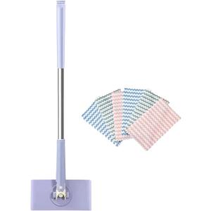 Snap Grip Mini Mop,Convenient Cloth Changing Mini Mop,Retractable Gap Dust Cleaner Flat Mops with Locking Head &Sweeping Cloths,（1mop + 5random Color Rags (Purple)