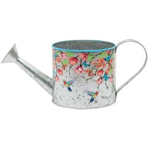 Hummingbird Flowers Multicolored 4.5 x 5 Metal Watering Can Planter