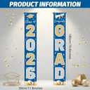 2026 Graduation Banner Congrats Grad Blue - Class of 2026 Porch Sign for Party, Porch Banner Outdoor Graduation Decorations