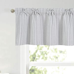 Stripes Textured Drapes Stripe Pattern Valance Curtains Light Reducing Window for Living Room/Bedroom/Kitchen Rod Pocket Valance 52 by 18 Inch Gray