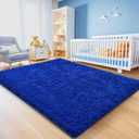 Blue Shag Area Rug for Bedroom, 4x6 Fluffy Shaggy Rugs for Living Room Boys Kids Nursery, Ultra Soft Comfy, Modern Fuzzy Plush Carpet for Girls Teen Dorm Indoor Home Decor, Upgrade Non-Slip
