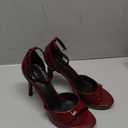 Elisabet Tang Woman's Round Open Toe Ankle Strap Heeled Platform Sandals Stiletto High Heel Sandal Dressy Sexy Wedding Party Shoes (7, Wine Red Patent)