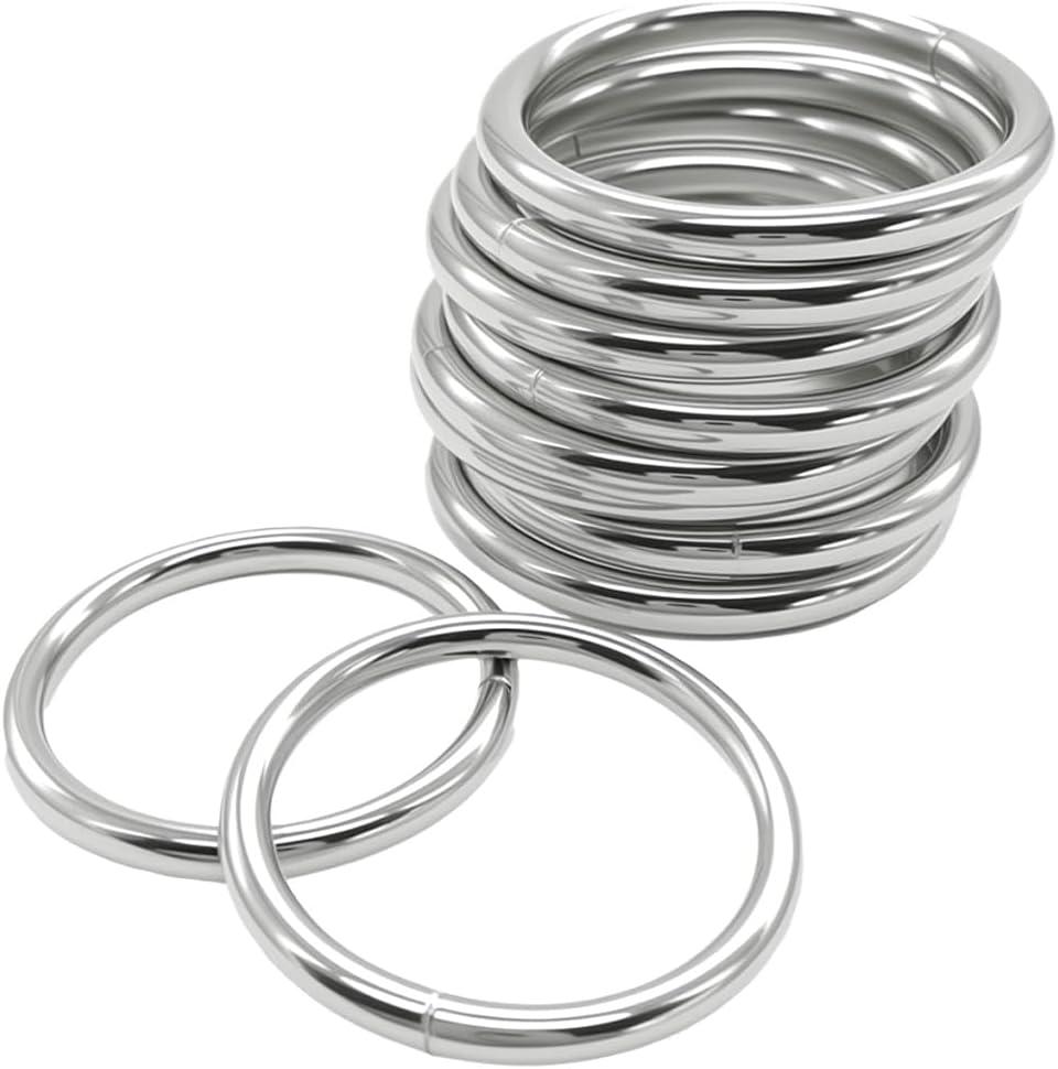 Ewparts Metal Rings 2 inch Macrame Metal Rings for Crafts for Macrame Plant Hangers Dog Collars 10 Pack 5mm Thick Welded Heavy Duty O Ring 2 in Buckle 50mm O Rings for Jewellry Making,Sewing