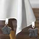 8 Pack Tablecloth Weights, Floral and Butterfly Shaped Heavy Hanging Stone Pendant Table Cloth Weight for Outdoor Picnic Dining Tables Kitchen Linens and Indoor Curtains with Metal Clips